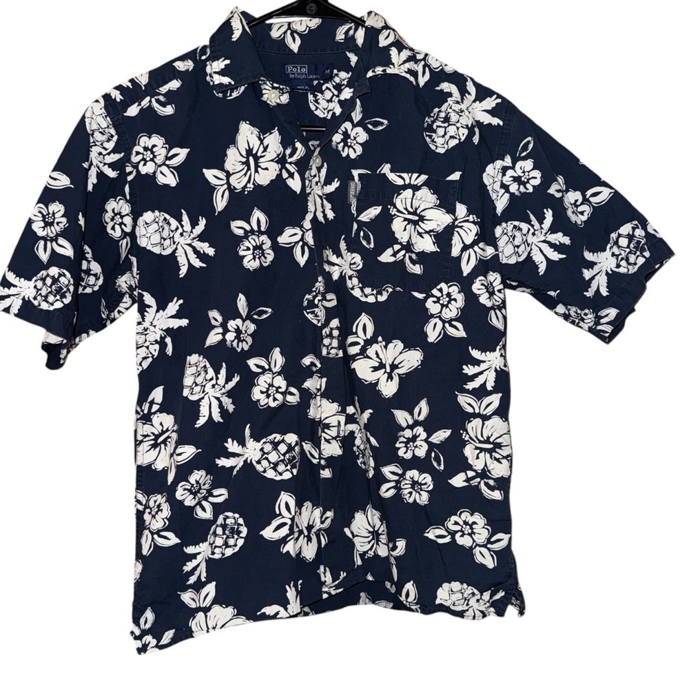 Polo Ralph Lauren Pineapple Hawaiian Floral Print S/S Button Up Shirt Men's M